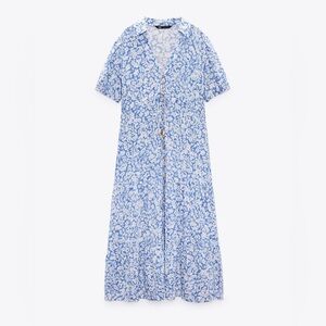 Zara Floral Print Shirt Dress Size Medium